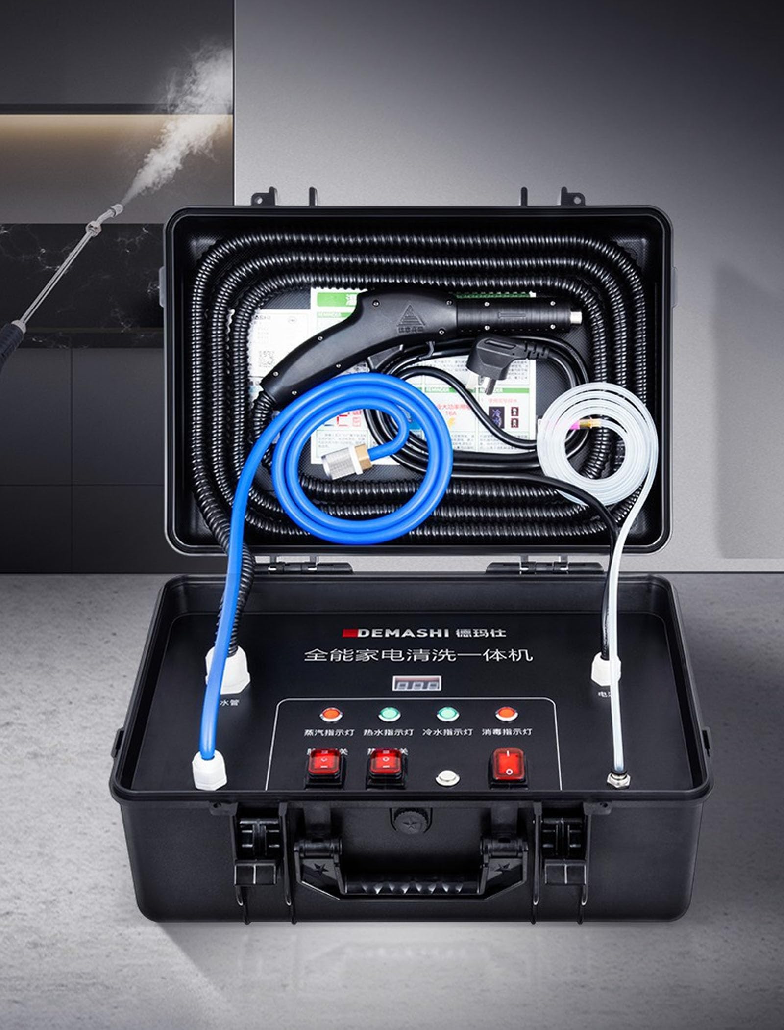 High Pressure Steam Cleaner Handheld Steam Cleaner High Pressure Cleaning Machine 3500W High Temp 6BAR for Kitchen Bathroom