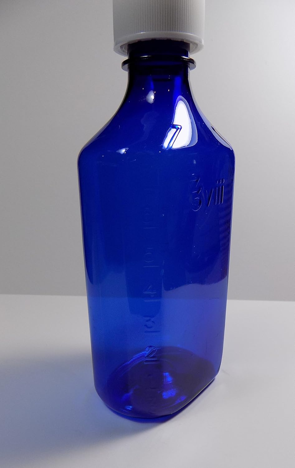 Cobalt Blue Oval Bottle with Cap, 4 Ounce, BPA-Free Plastic, Pharmaceutical Grade, 200 Count