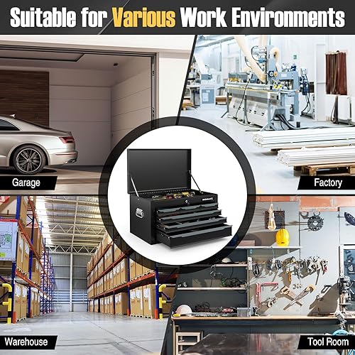 Miniatura 7 de ERGOMASTER Caja de Herramientas de Acero, Caja de Herramientas de Metal de 24'' con 6 Cajones, Gabinete Cofre de Herramientas de Almacenamiento