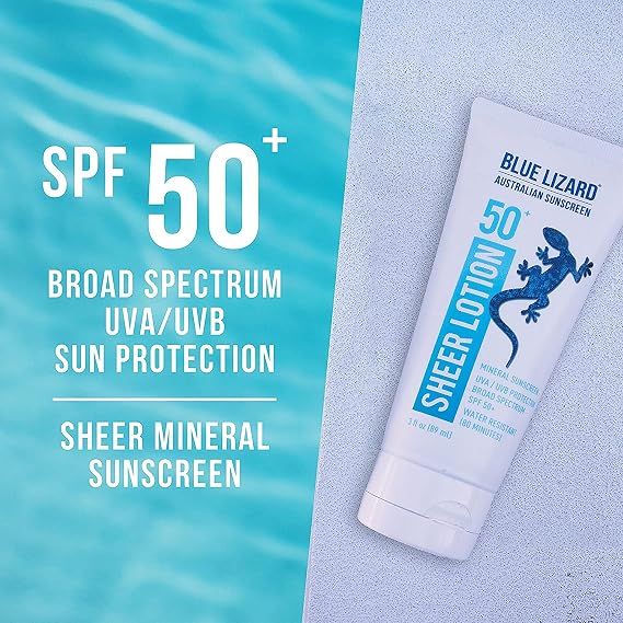 Blue Lizard Australian Sunscreen Sheer Lotion Body, SPF 50+ 3 oz.