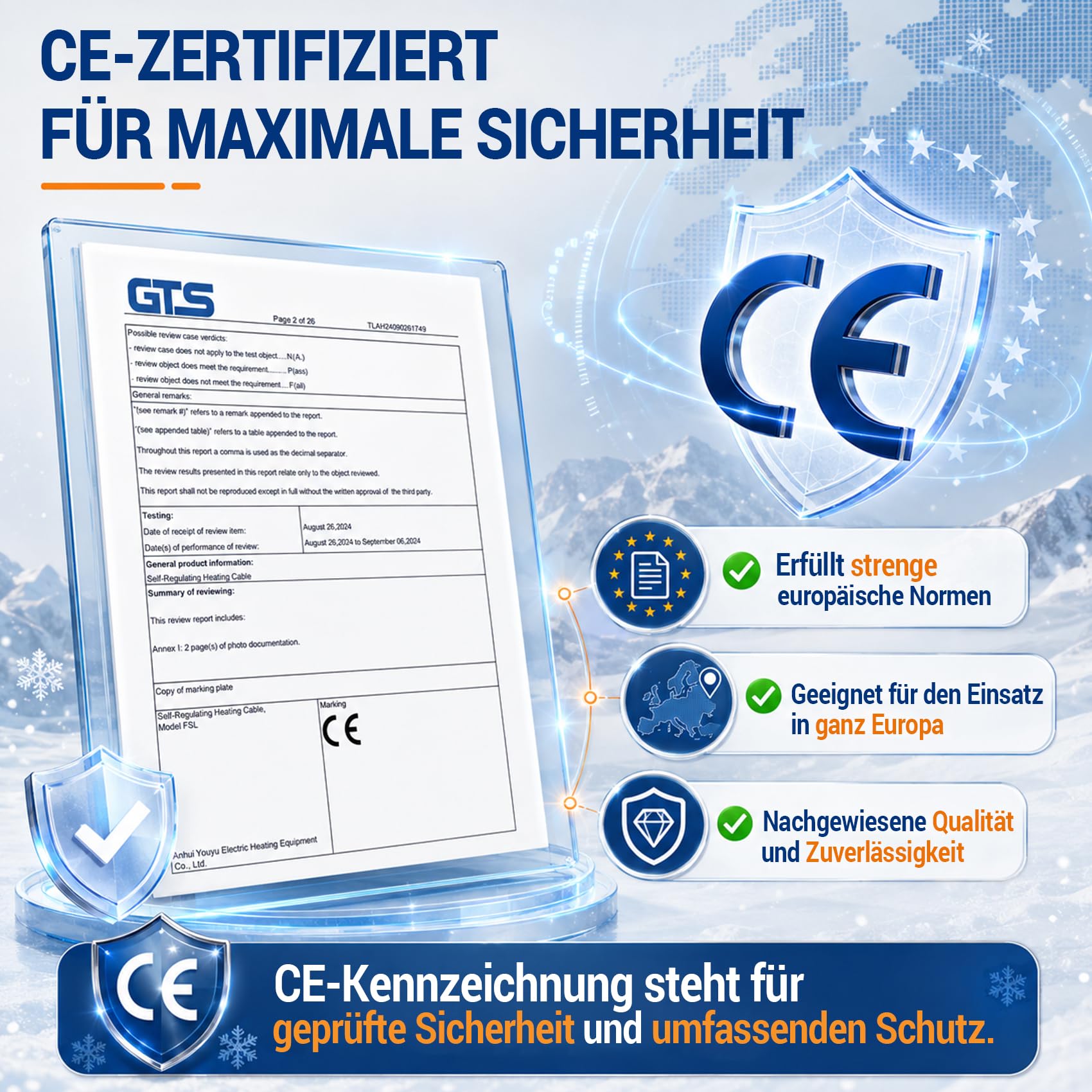 Selbstregulierendes Heizkabel 12m vormontiert mit Thermostat,Rohrbegleitheizung,Frostschutz-Heizkabel für Wasserrohre,Wasserleitungen Außen & Garten,Gefrierschutz für Metallrohr Kunststoffrohr 230V