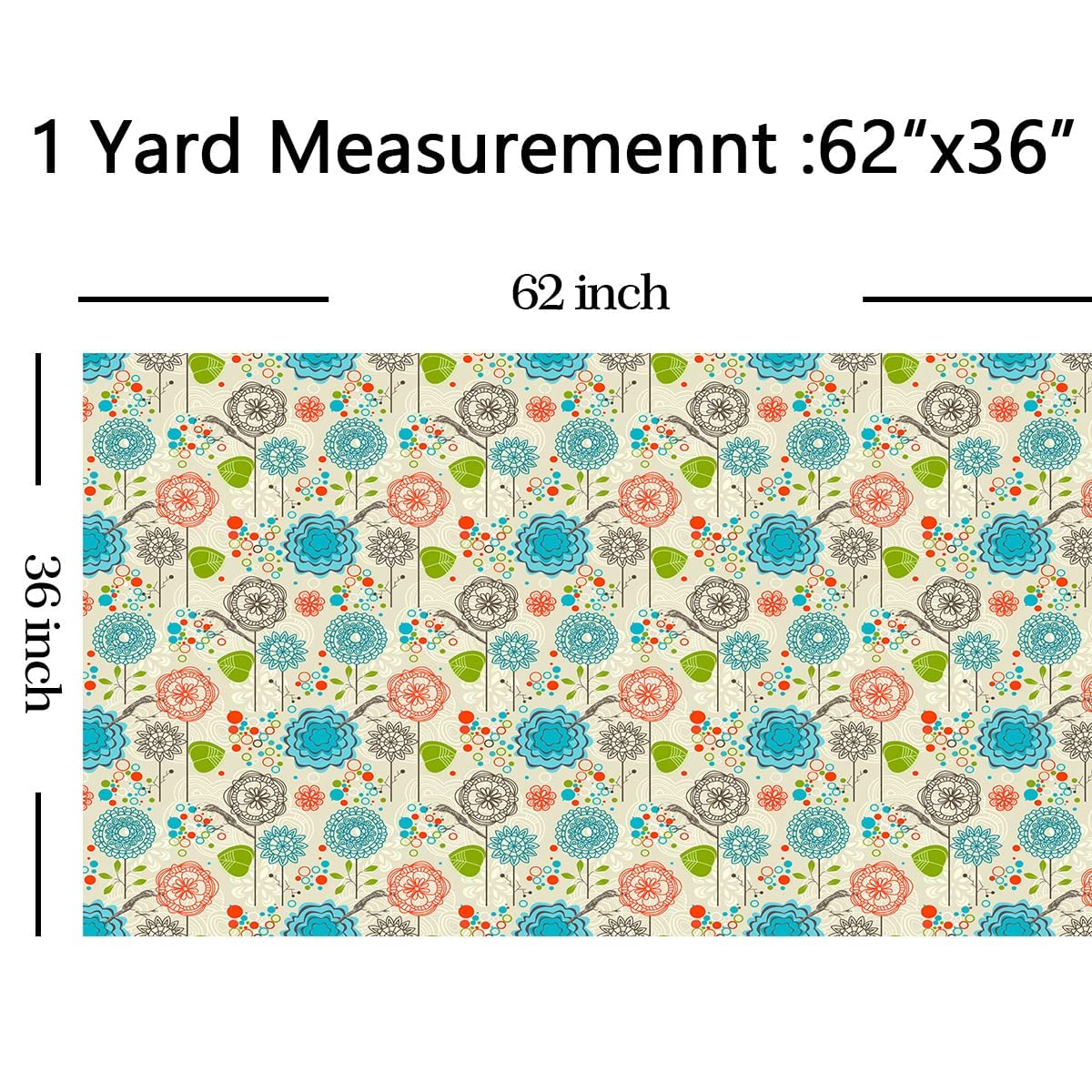 Floral Upholstery Fabric by The Yard,Retro Birds Flower Outdoor Fabric by The Yard,Boho Leaf Circles Pattern Decorative Fabric for Upholstery and Home DIY Projects,3 Yards,(L276*W150cm) Cream Blue - Image 2