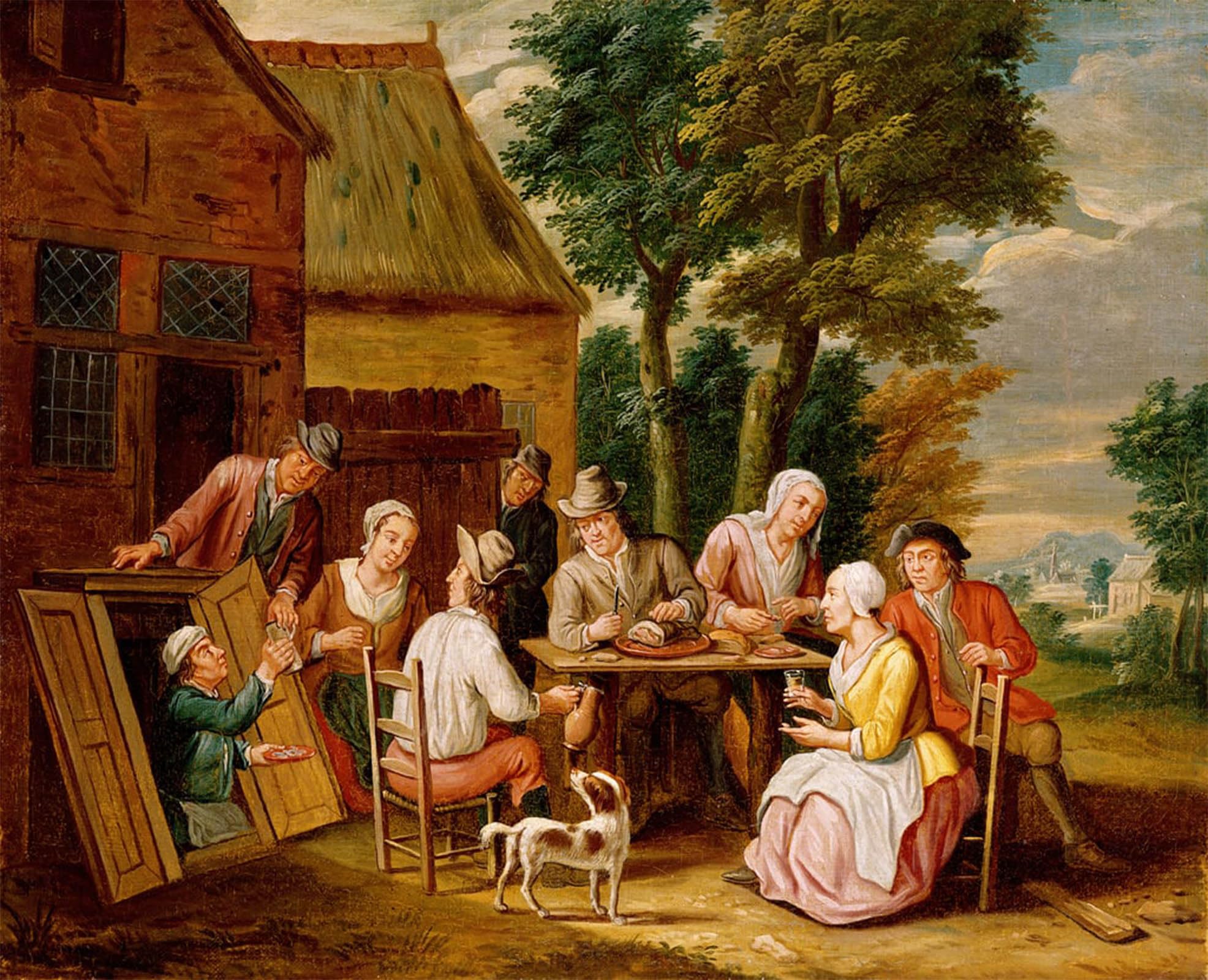 ARTXLXXBN Famous Art Print Poster Vintage Wall Art Outside the Inn by Jan Havickszoon Steen Canvas Art Poster for Home Decor 60x90cm