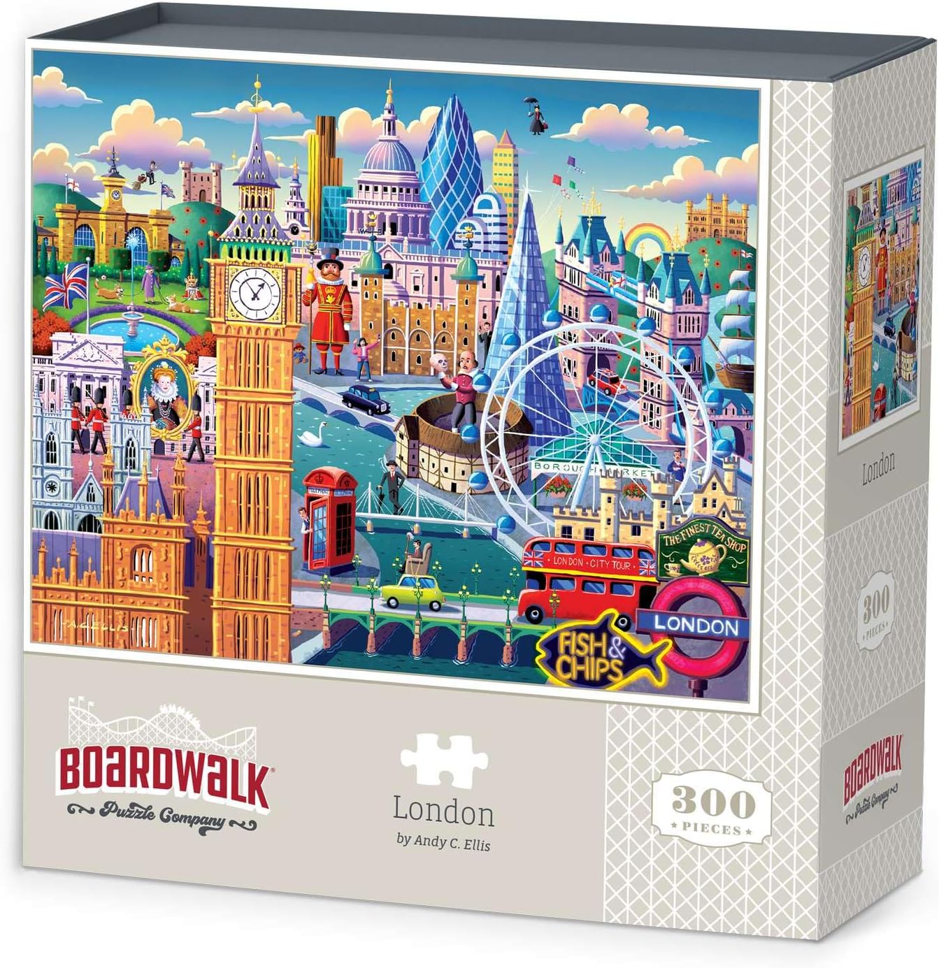 Boardwalk Puzzles London, 300 Piece Jigsaw Puzzle, 16 x 20 Inches, Made in USA