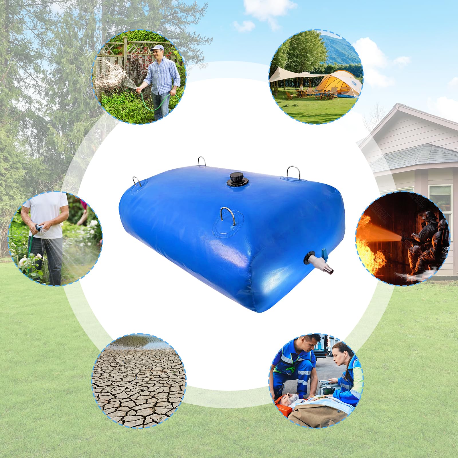 Sacca di Stoccaggio dell'Acqua da 110 L, Serbatoio Acqua per Camper, Serbatoio d'Acqua Pieghevole Borsa, Bidone Acqua con Rubinetto, per L'Irrigazione di Emergenza del Giardino Acquatico