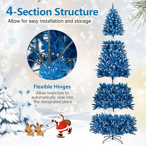 Vista 72 de Goplus 7.5ft Pre-lit Artificial Christmas Tree, Hinged Premium Spruce Xmas Full Tree with 1346 PVC Tips, 400 LED Lights, Folding Metal Stand, for