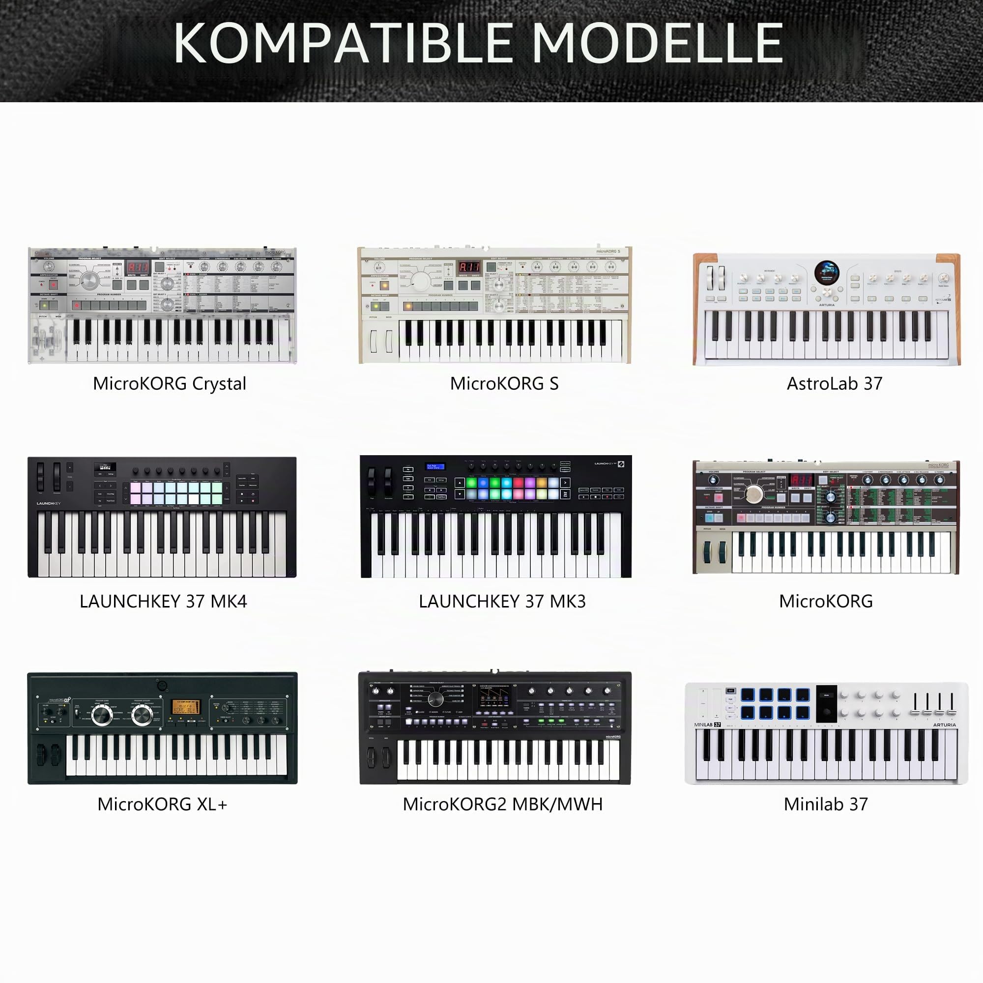 Musiin Staubschutz für Klaviertastatur mit 37 Tasten, kompatibel mit Novation LAUNCHKEY 37 MK3, LAUNCHKEY 37 MK4, microKORG S MBK/MWH Chinlon staub- und kratzfest, geschmeidige Haptik