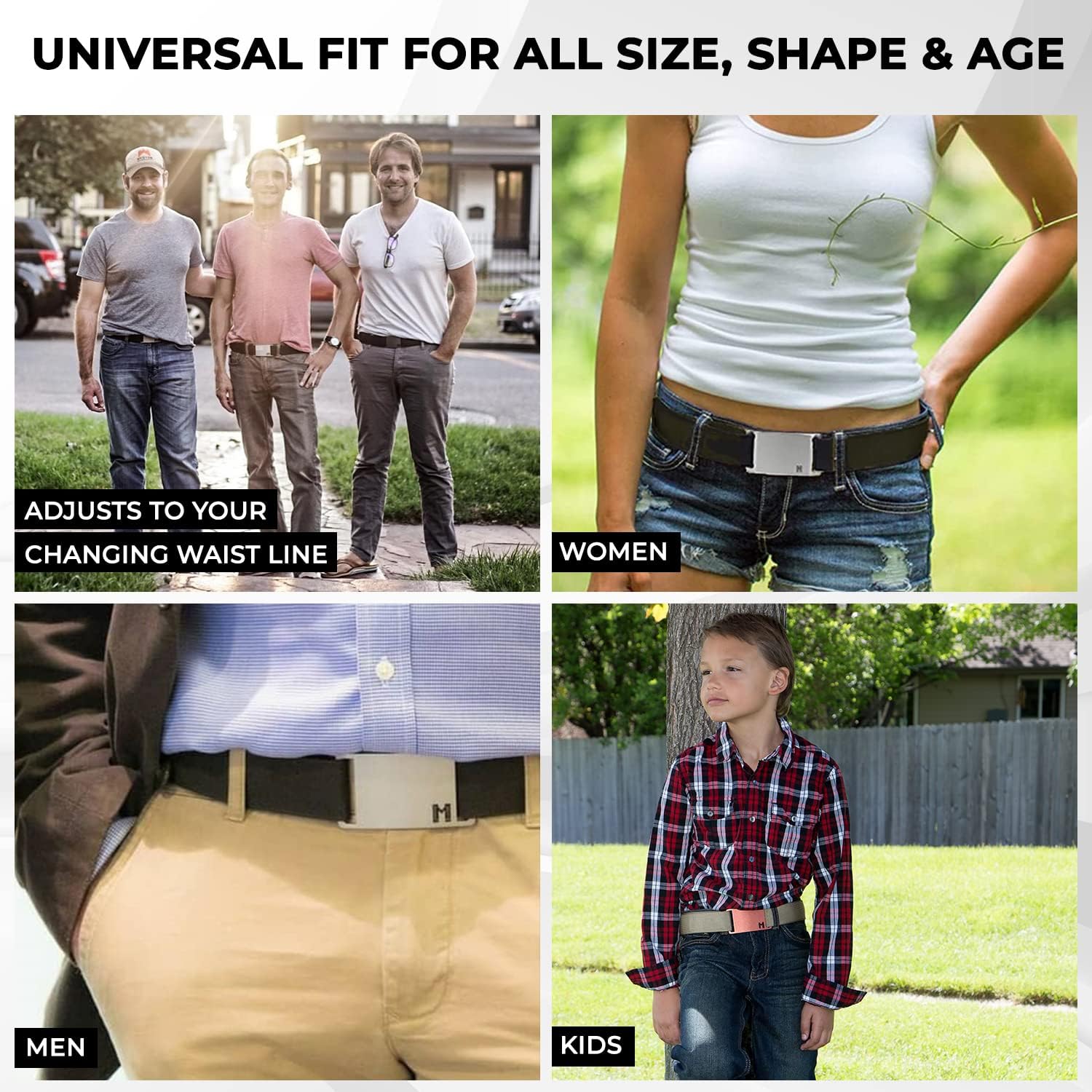 Magnetic Belt 1.25” | Nylon Web Magnet Belt with Aluminum Buckle | Adjustable Casual Belt | Men, Women & Kids (Black) - Image 6