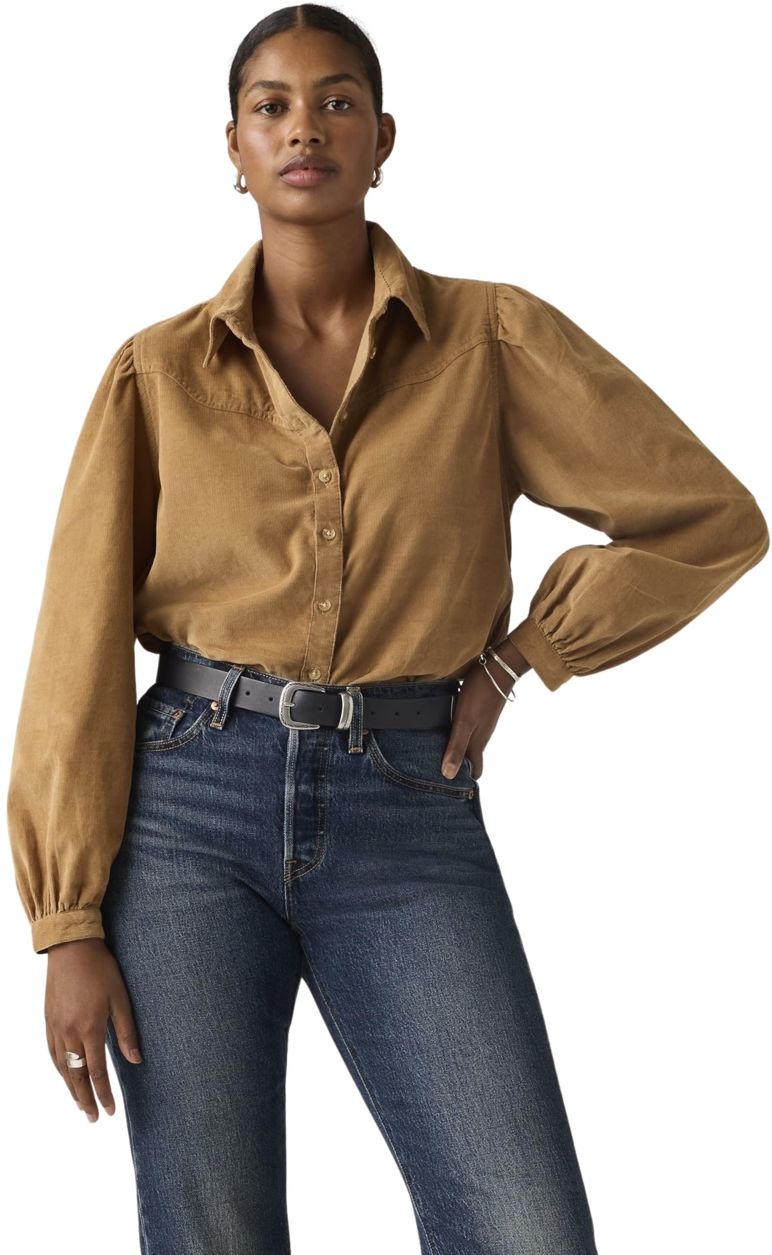 Levi's Mujer Camisa Western Journey Corduroy de Pana con Cuello francés