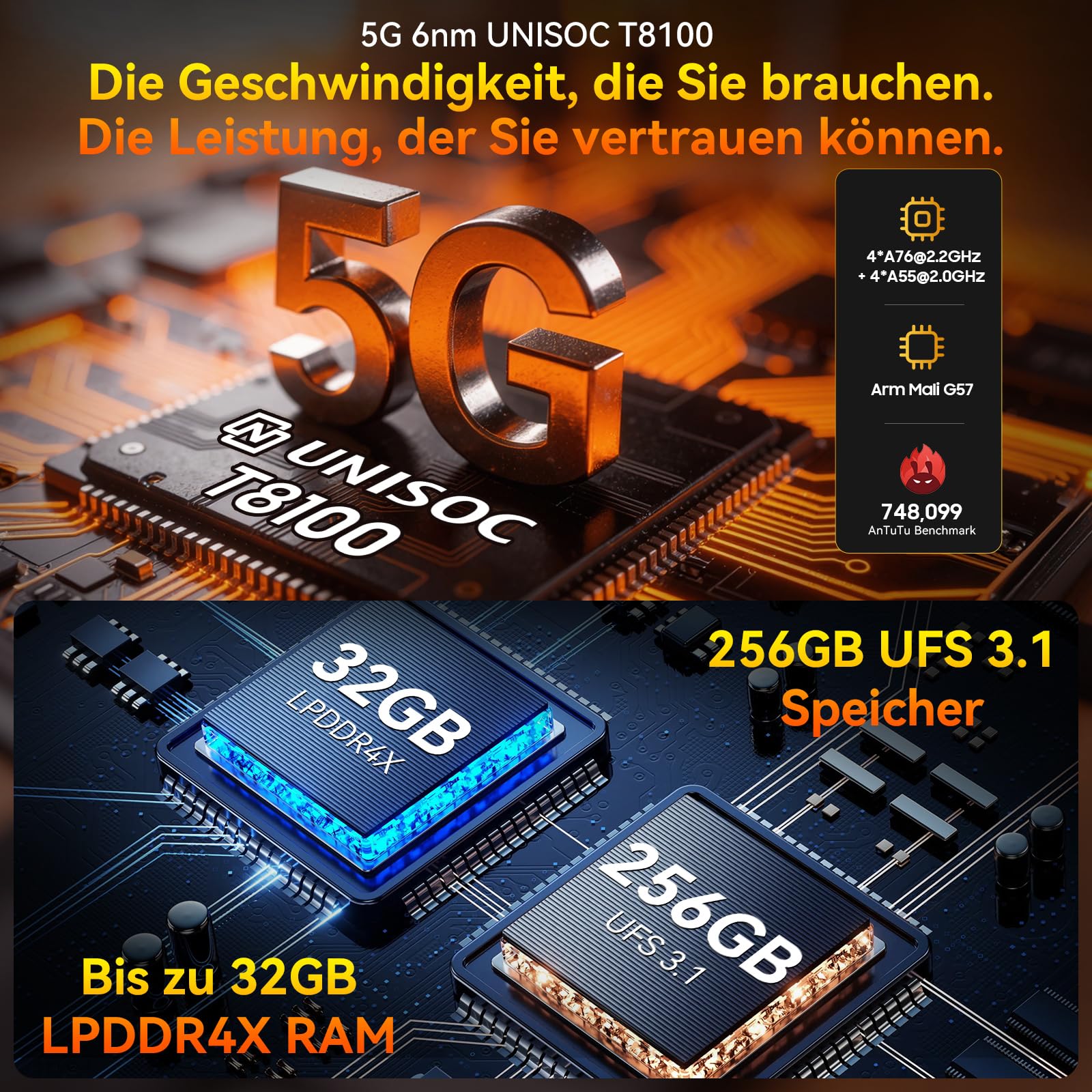 Blackview Rock 2 Pro Outdoor Handy Ohne Vertrag, Android 16 Outdoor Smartphone 5G 32GB+256GB, 6.67" HD+ Display 120Hz 15000mAh IP69K, 16MP AI Kamera, NFC/OTG/GPS/Gemini AI/Glove Mode 2.0