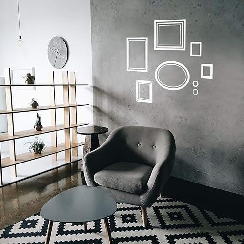 Miniatura 2 de Juego de 8 calcomanías de vinilo para pared, marcos de fotos, de 2 a 12 pulgadas cada uno, decoración urbana moderna para el hogar, apartamento,
