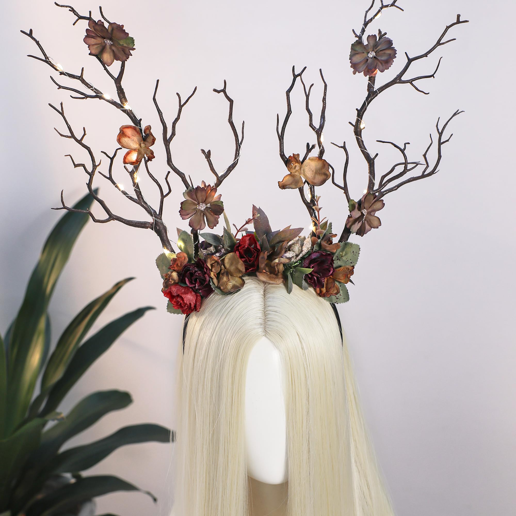 MOSTORY Light up Branch Headband, Dark Antler Headpiece for Renaissance Outfit Halloween Cosplay Fantasy Photo Shoot - Image 3