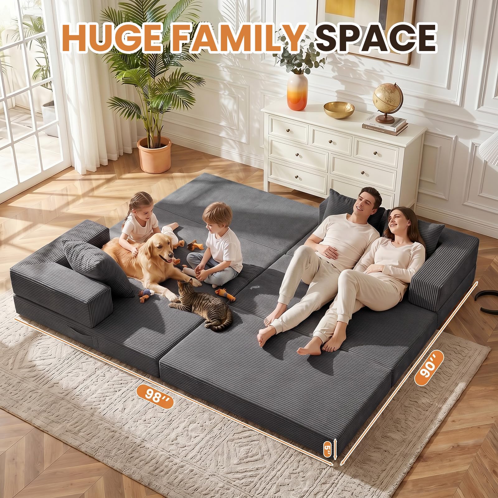 The Best L-Shaped Sofas in 2026 6 79' Modular Sectional Sofa, Boneless Convertible Sleeper Sofa Bed, Modern Tri-Fo - product photo