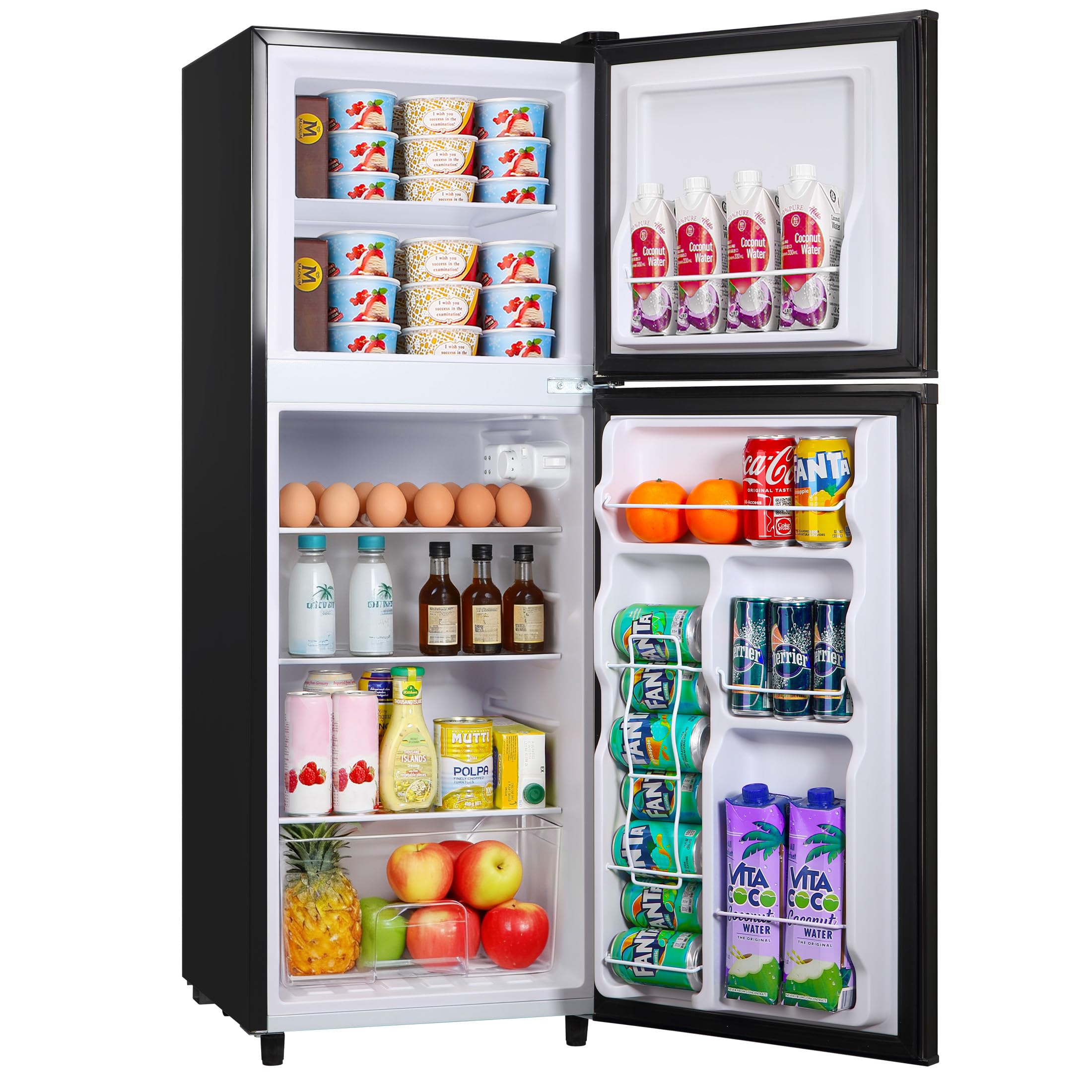 Calliever 4.5 Cu.Ft. Refrigerator With Freezer,2-Door Design,7-Level Temperature Control,5 Adjustable Thermostat & 4 Removable Glass Shelves (Silver) on Fridge.com - View 2