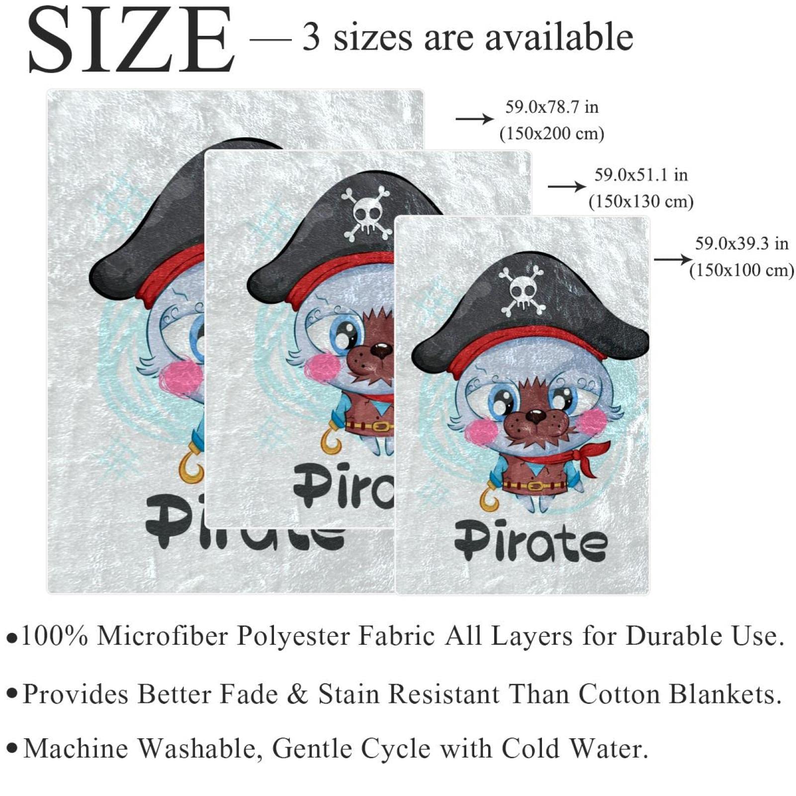 Flanell-Überwurfdecke Mit Katzen-Piratendesign – 127x152 Cm, Weich, Kuschelig