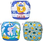 ALVABABY Baby Swim Diaper Reusable Washable Adjustable for Infants Toddlers 3 Pack Large Size Swim Diapers Swimming Lessons 3T