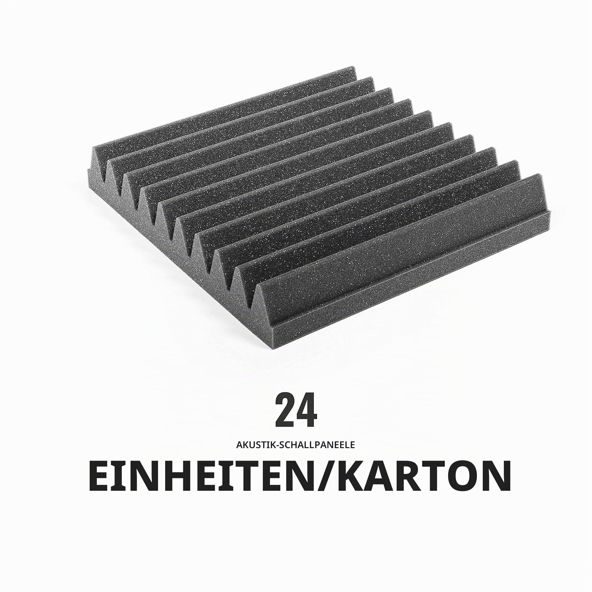 ACOUSPANEL Akustikschaumstoff Akustikpaneele Flammhemmend, Schalldämmung Wand Schallabsorber Acoustic Foam Anthrazitgrau Unkomprimiert Im Vakuum (30x30x4cm / 24 Stück)