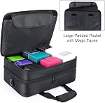 CURMIO MTG Card Bag Compatible with Magic The Gathering Cards, Black | MTG Case for Cards Against Humanity or Other Card Games, 5 Removable Dividers, Back Luggage Strap, Large Capacity