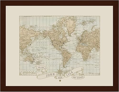 Wendy Gold Studios Personalized Wedding Anniversary World Push Pin Travel Map