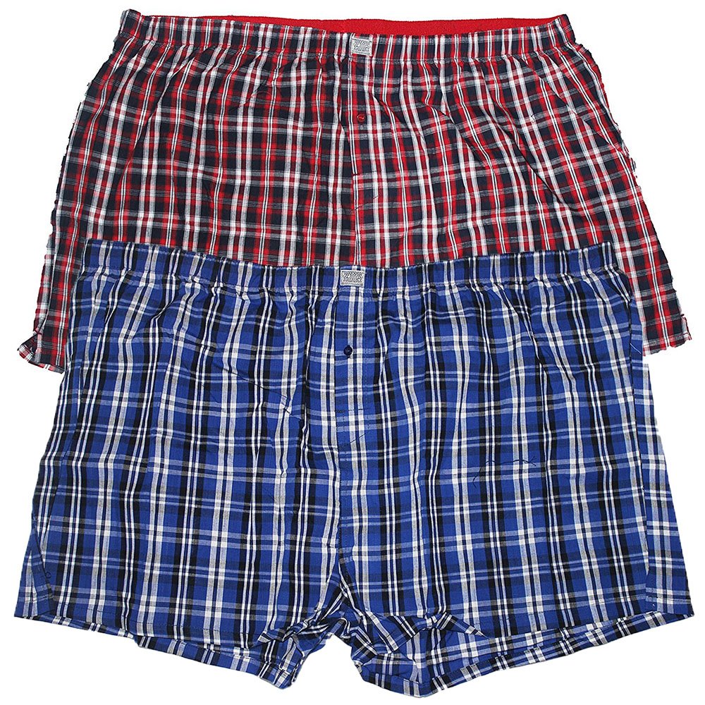 D555 Duke Men's Navy Blue/Red Big And Tall Boxer Shorts Plus Size Big King Size Underwear For Multipack Woven Checked Boxer Shorts (6Xl)