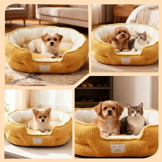 Foto 5 de 6 de PETCUTE Cama para Perros Grandes,Medianos y Pequeños,Lavable,Cama Ortopédica para Perros,Bordes…