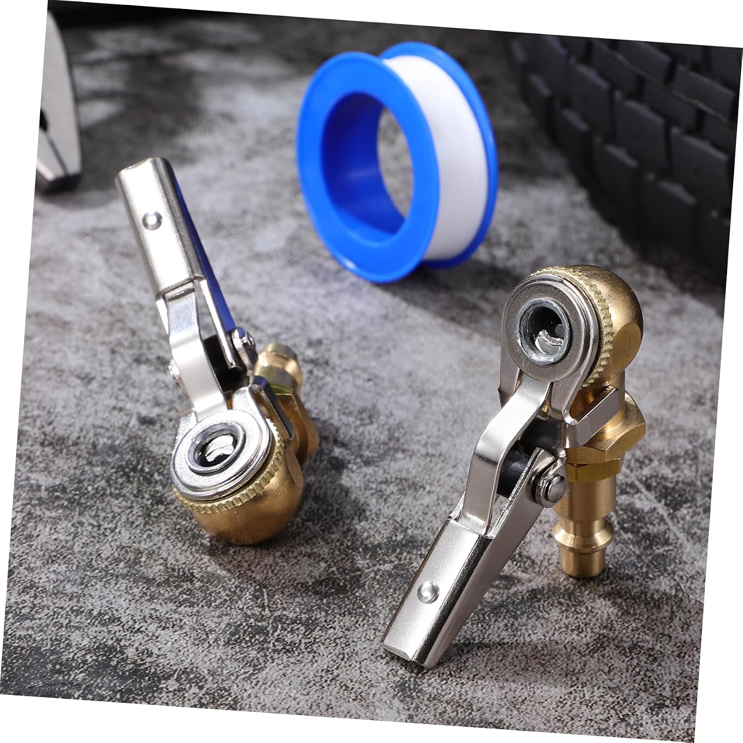 Locking Air Chuck for Tire Inflator 2-Piece Set Compatible Car Air Compressors Quick Connect Tire Pump Adapter Sturdy Brass Construction
