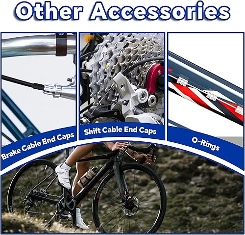 Miniatura 7 de 42 piezas de cable universal de freno de bicicleta y kit de carcasa con cable de cambio de cambio, línea de transmisión de bicicleta incluye tapas