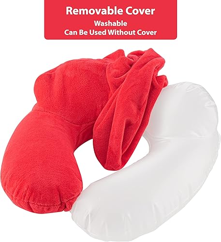 Miniatura 5 de outdoorwares hut Almohada inflable para el cuello de viaje extra suave, cojín. para aviones, trenes, automóviles, accesorio de viaje portátil, con