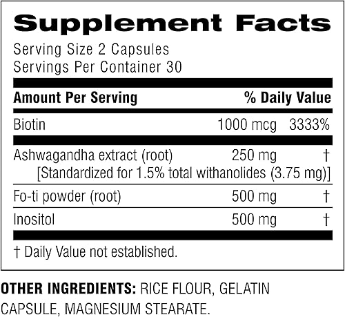 Miniatura 2 de Botanic Choice Nature's Wonder Plus-Ashwagandha, Biotina, Inositol, Fo-ti Polvo - 60 Cápsulas