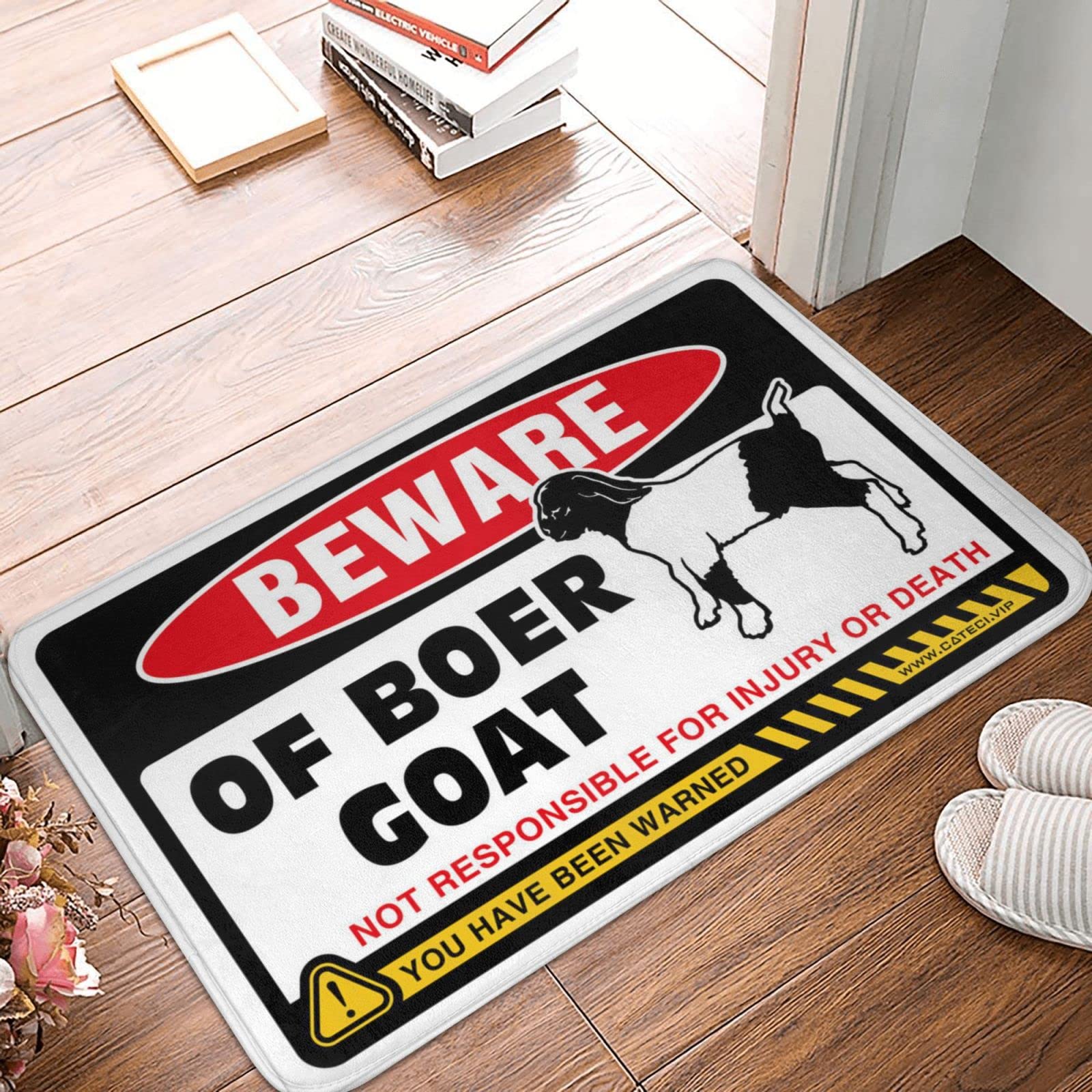 Tapis d'extérieur d'entrée au design chèvre Boer, paillasson rétro haut de gamme 65x90