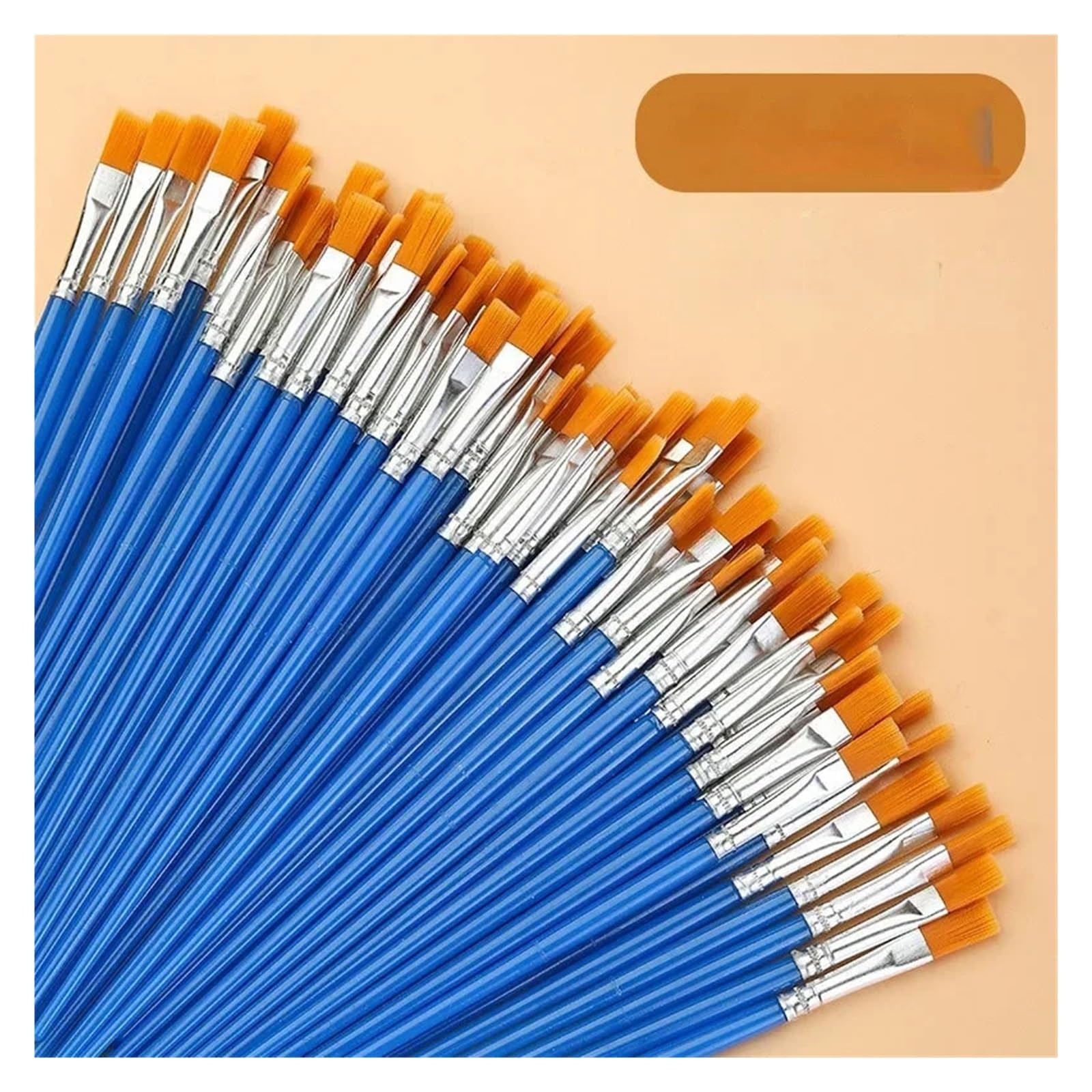 Brochas Pintura Juego de Pinceles Pintura Pelo Plano Redondo, Pincel con cerdas Nailon for Acuarela al óleo, Suministros Arte Escolar, 10/20/50 Uds(50 PCS Flat Brushs)