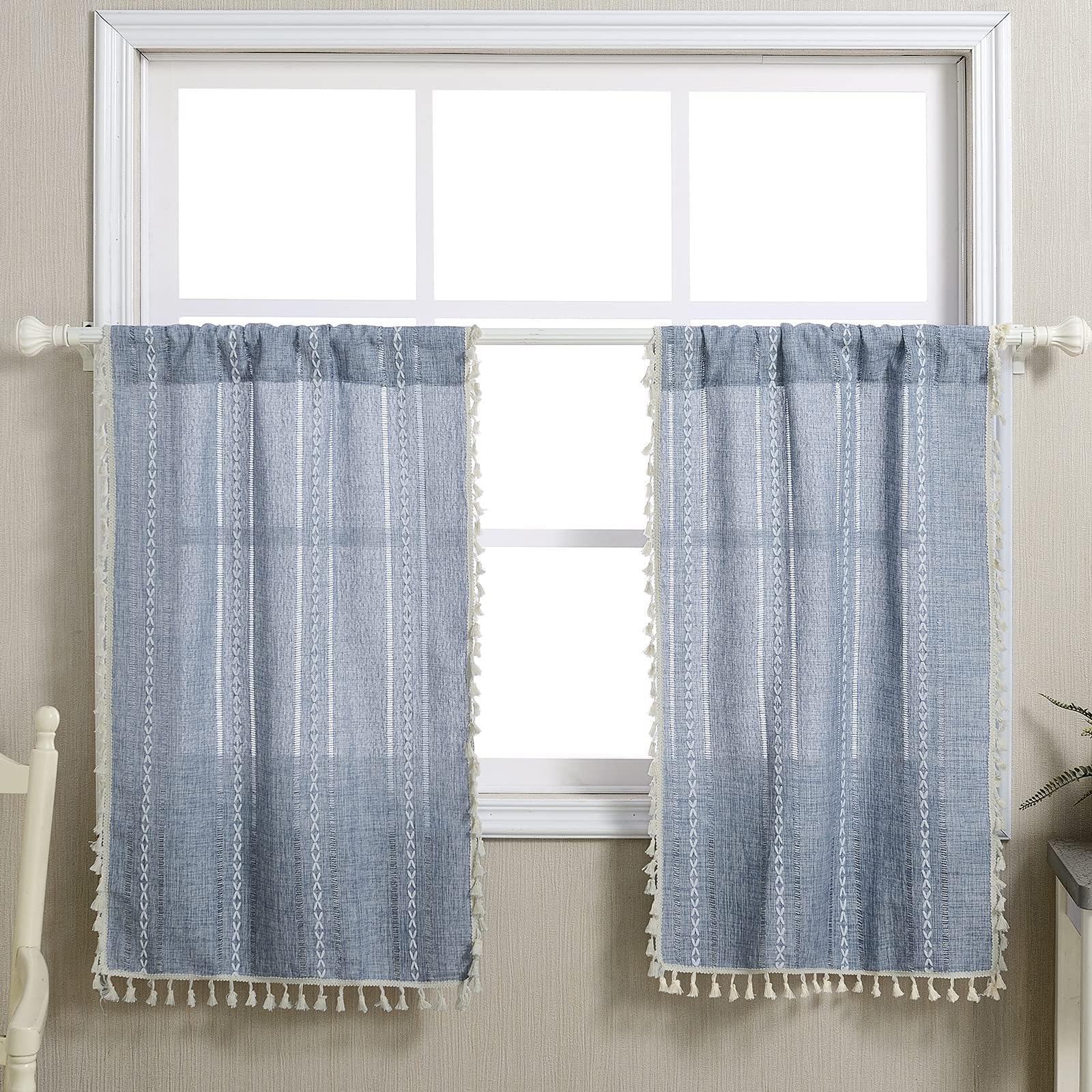 Amazon.com: CAROMIO Farmhouse Kitchen Curtains 36 Inch Length Short ...