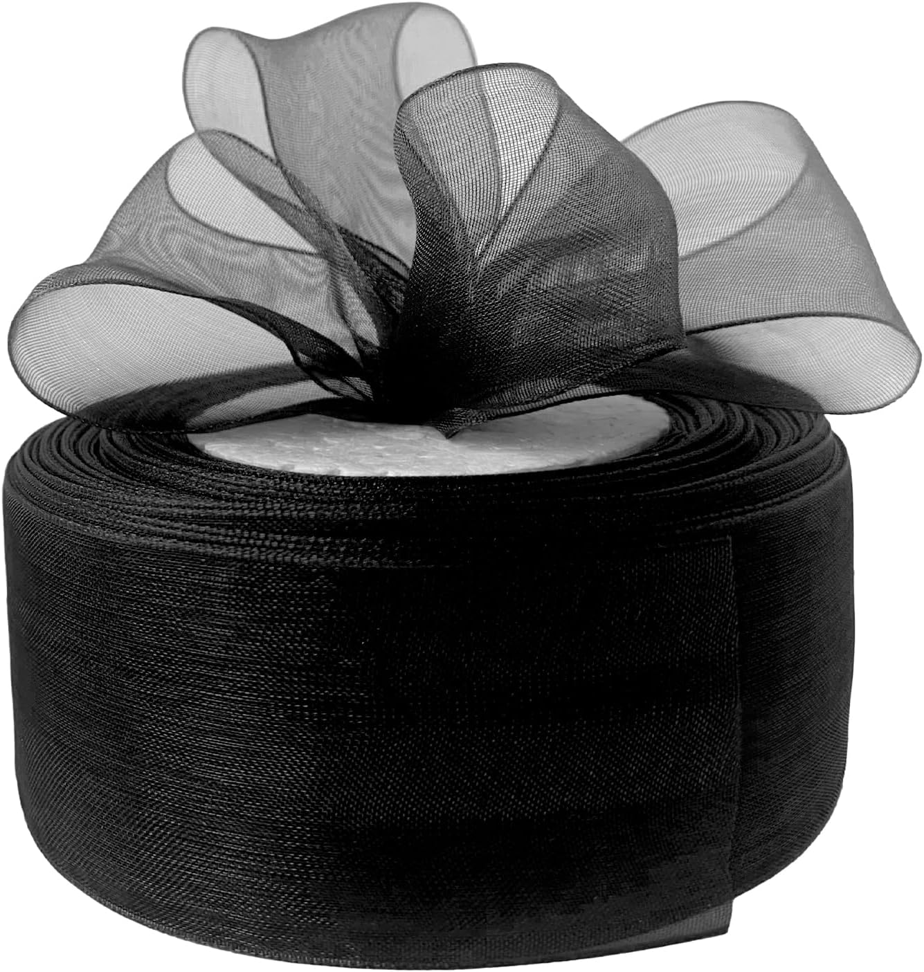 40mm Black Organza Chiffon Ribbon, 45M Chiffon Ribbon Birthday Gift Wrap Ribbons Halloween for Wedding Birthday, DIY Sewing Project, Florist Flower, Hair Bows, Decoration