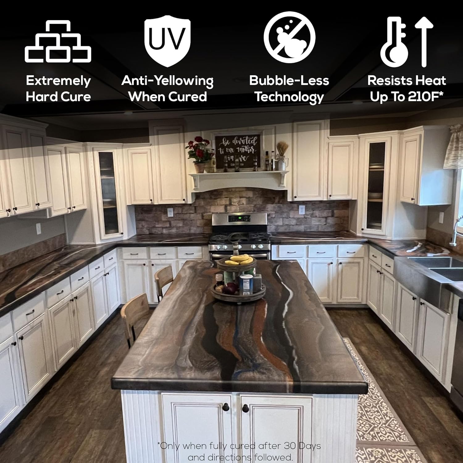 Superclear Countertop Epoxy Kit,Food Grade Safe, Ultra Durable Heat UV Resistant for Kitchen Counters, Bathrooms, Bar Tops & Tables, Crystal Clear Gloss (Clear, 3 Gallon)