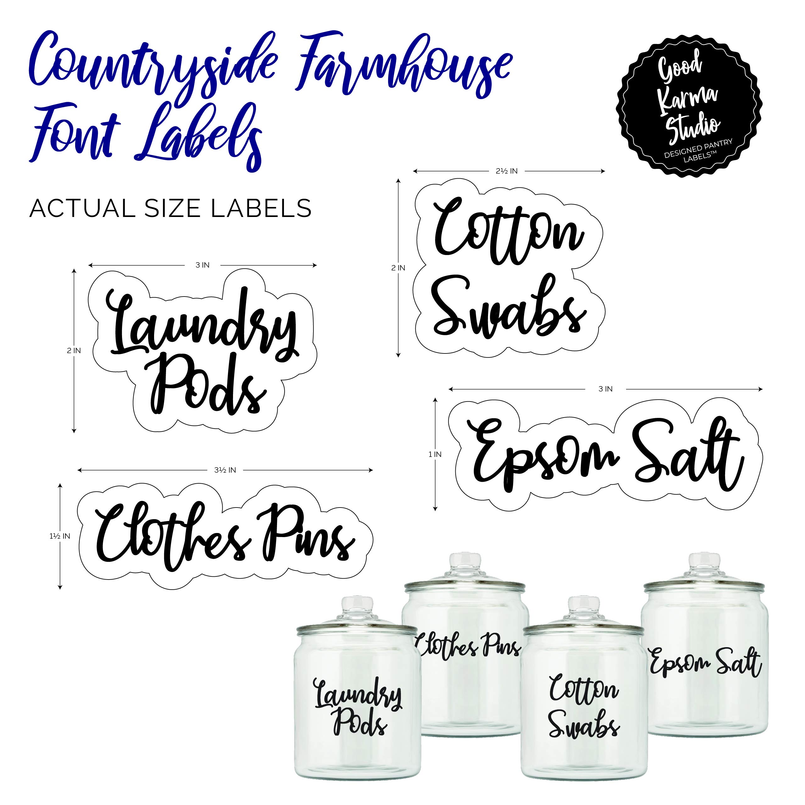 Good Karma Studio 195 Household Labels + 15 Blank Labels, Laundry Room