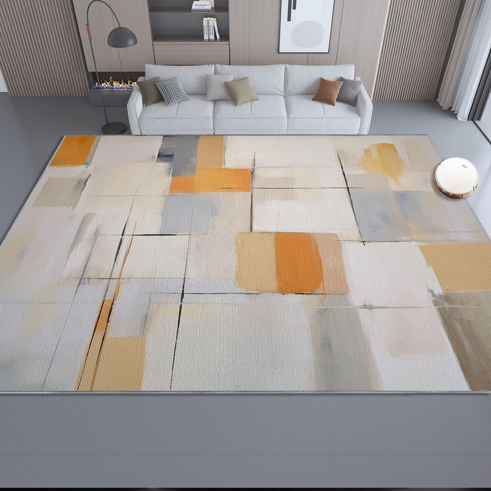 Dywan w kolorze pomarańczowym miękki krótki włos można prać w pralce abstrakcyjny geometryczny kolor klocki dywan do salonu jadalni sypialnia kuchnia, 80 x 150 cm