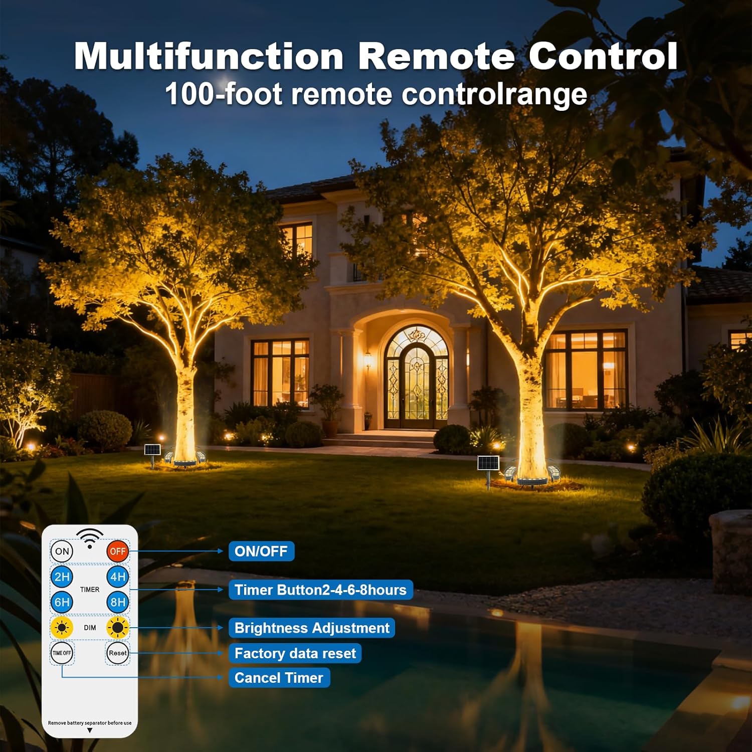 Solar Palm Tree Lights Outdoor, 14400mAh Tree Solar lamp, Landscape Light 3000K, IP65 Waterproof, Supports Remote Control, Timer and dimming, Suitable for Palm Tree Lights, Yard, Garden