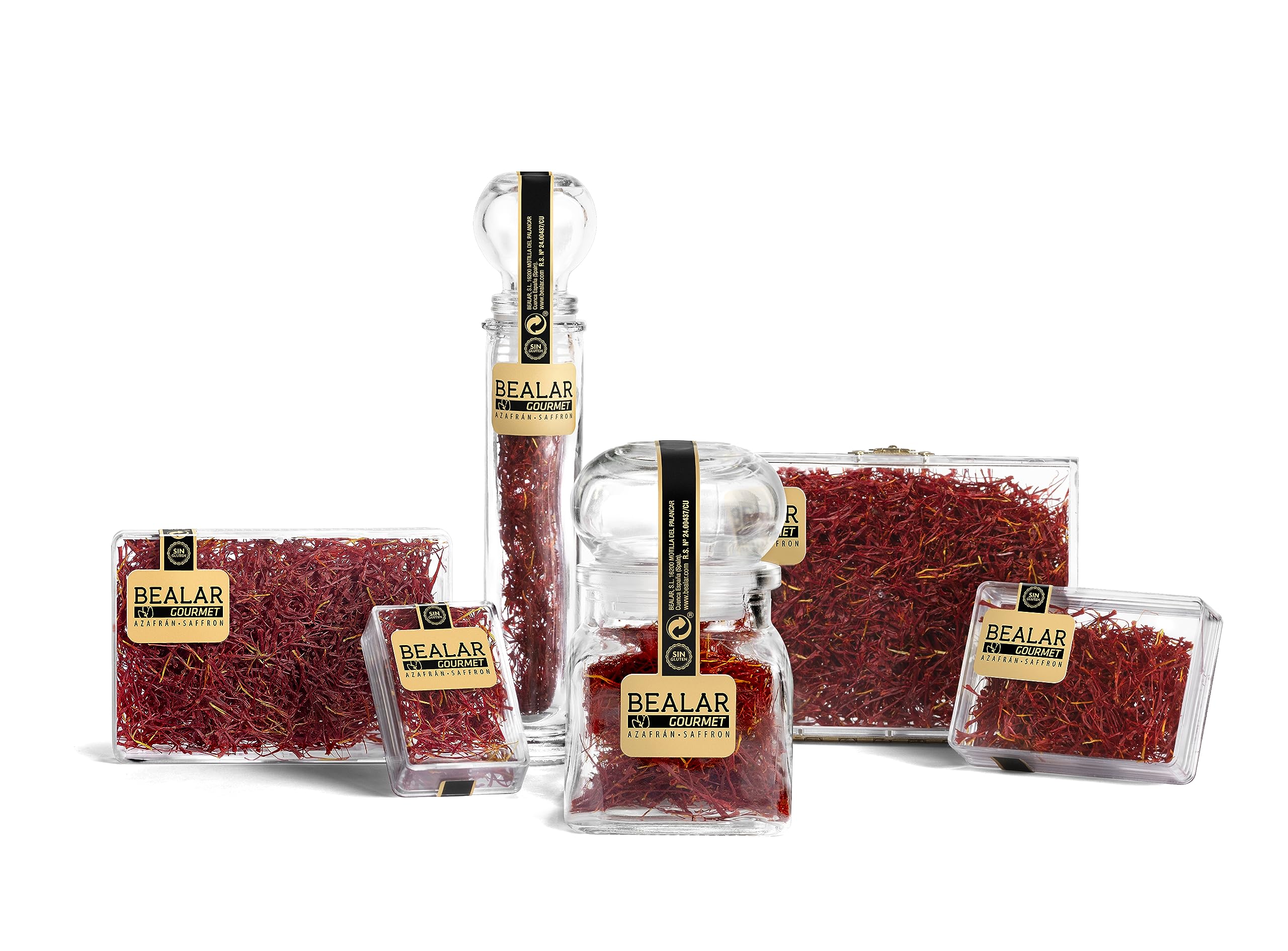 Pack 5 frascos Azafrán en hebra Bealar Gourmet 1gr - deja que su aroma, propiedades, color y sabor te convenzan - la calidad que se merecen tus platos - cosecha 2023