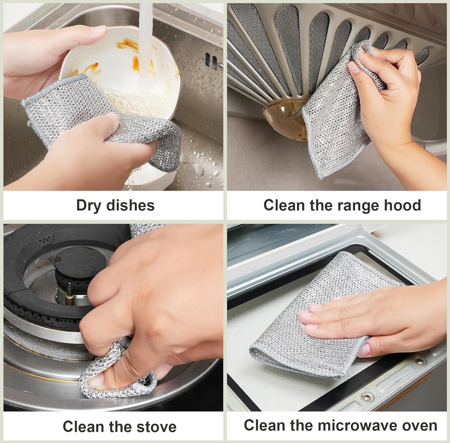 MOKRUSH Pack 15 Multipurpose Wire Dishwashing Rags for Wet and Dry Stainless Steel Scrubber Non-Scratch Wire Dishcloth for Washing Dishes Sinks Counters Easy Rinsing Machine Washable (Medium) 4