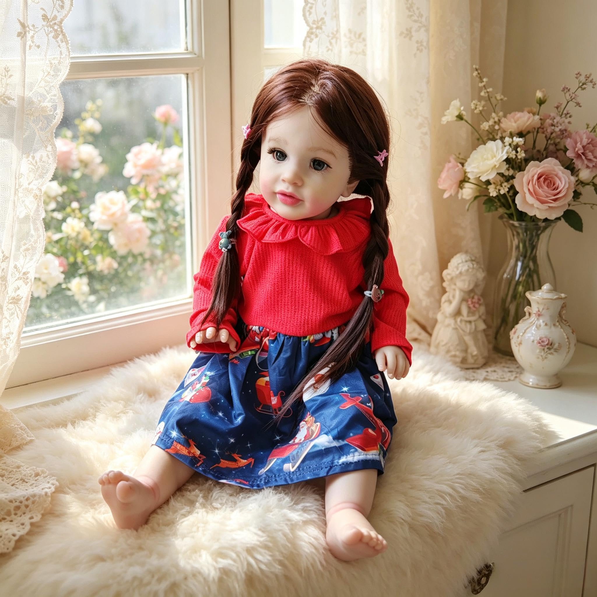 RXDOLL Realistische Reborn Kleinkind-Puppen Mädchen Pippa 66 cm große Größe Reborn Babypuppen aus weichem Vinyl-Tuch Körper lebensechte Kleinkind-Puppe mit verwurzelten Haaren für Kinder Mädchen