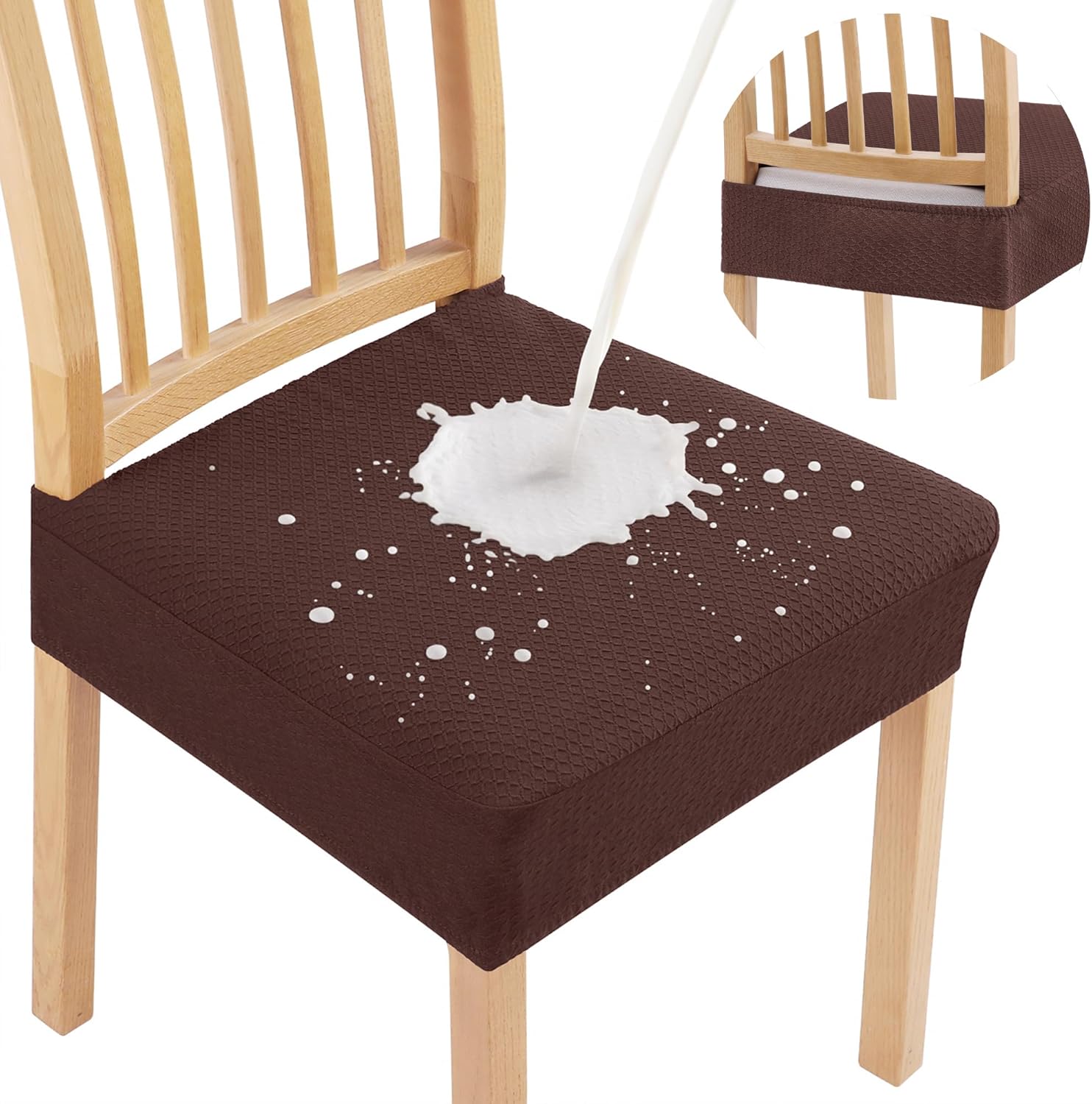 Smiry Waterproof Chair Covers, 8-pk, light chocolate