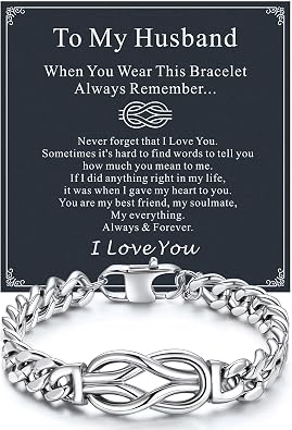 Richsteel Love Knot Bracelet Gift for Men Stainless Steel Infinity Bracelets Love Link Forever Promise Gifts for Fathers Day Birthday Anniversary Christmas Valentines Wedding for Him