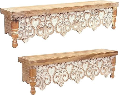 Estantería flotante de madera (juego de 2) acabado natural de madera marrón