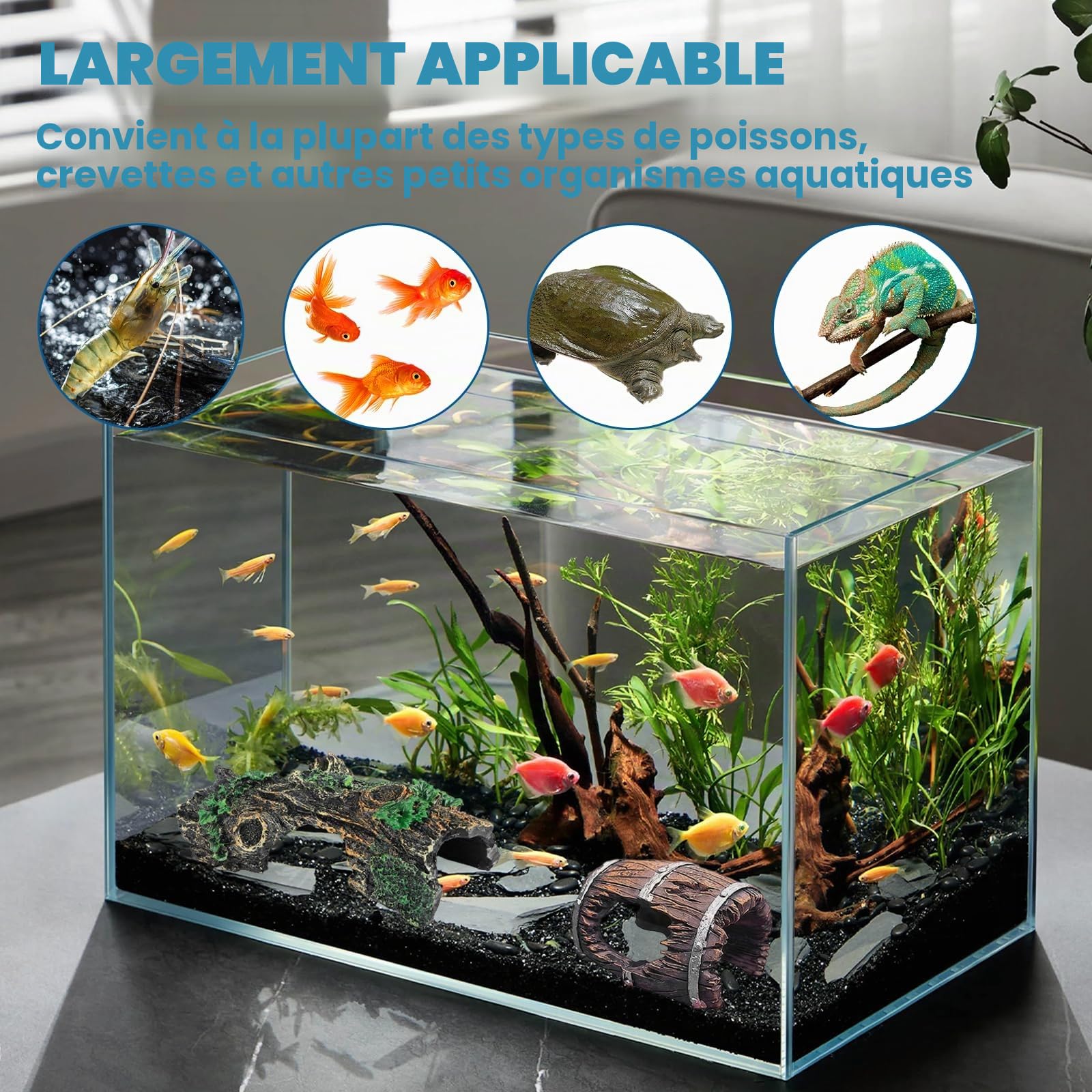 3 Pièces Décoration Aquarium Grain de Bois, Cachette Aquarium Sûrs et Non Toxiques Décoration D'aquarium, pour Petites Crevettes Poissons Autres Animaux Aquatiques Petite Moyenne Taille (A)