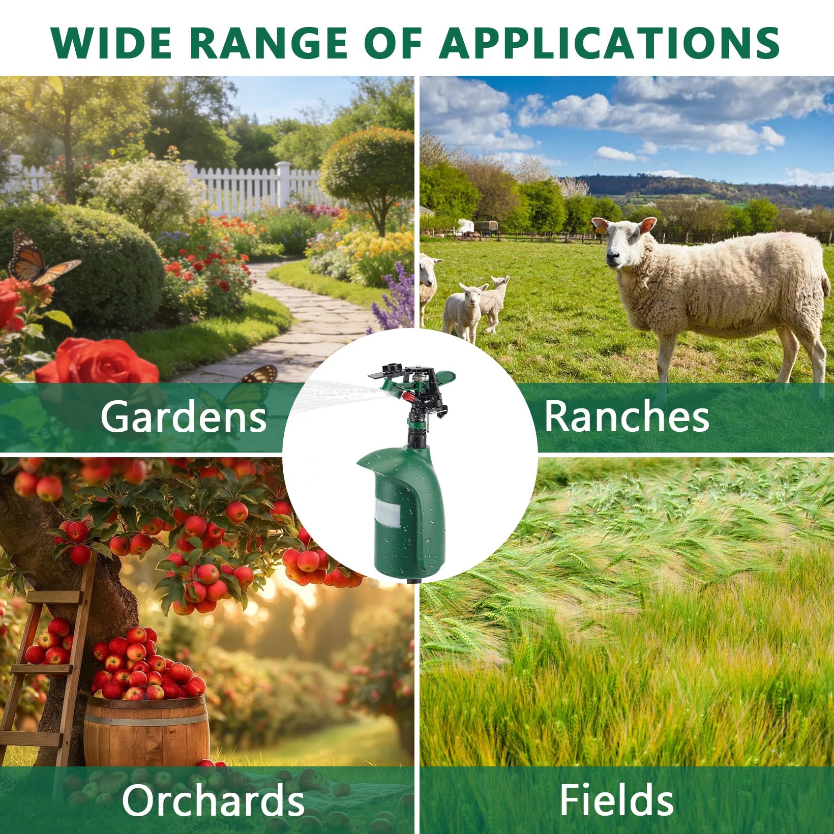 Ahuyentador de Animales con Detector de Movimiento de 120° | cabezal pulverizador ajustable de 360 grados, ahuyentador de garzas para ahuyentar gatos y martas, para jardines, pastos