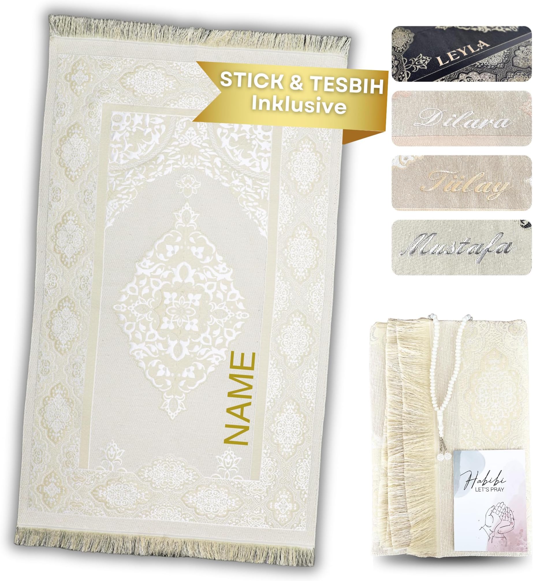Islamisches Gebets-Set Mit Teppich & Yaseen - Vollständiges Gebetszubehör Für Muslime