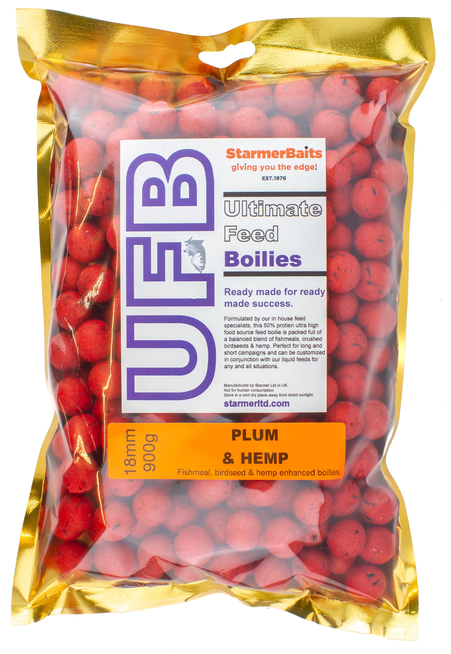 Ultimate feed boilies / 18mm / 900g / Plum & hemp