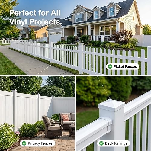 Miniatura 7 de Tapas de vinilo para postes de 4 x 4 pulgadas, color blanco (tamaño interno real de 4.00 pulgadas, no para postes de madera), cubiertas de pirámide