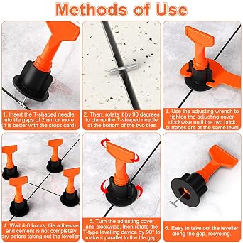 Tile Leveling System, 200PCS Reusable Tile Leveler Spacers