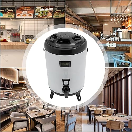 Miniatura 5 de Dispensador de bebidas aislado con tapa, dispensador de agua fría y caliente de acero inoxidable de 2.1 galones con termómetro y espiga, apto para
